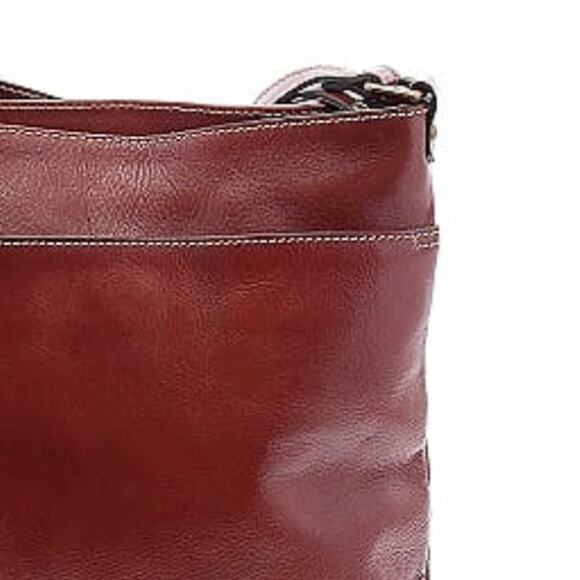 A. Bellucci Italy Genuine Leather Adjustable Crossbody, Brown, Pockets Zip top - Picture 6 of 8